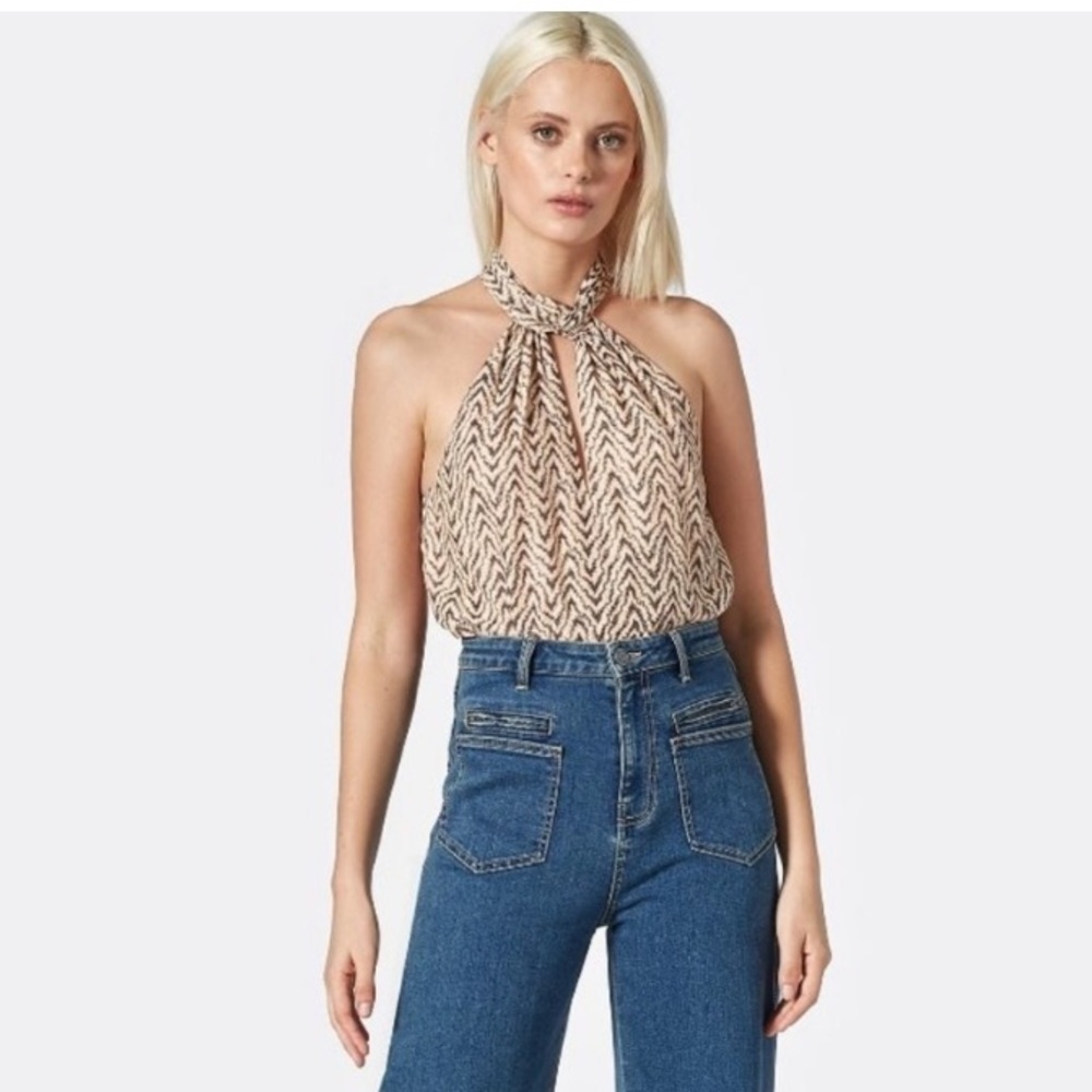 Joie || Cedra Halter Silk Blend Keyhole Blouse XS